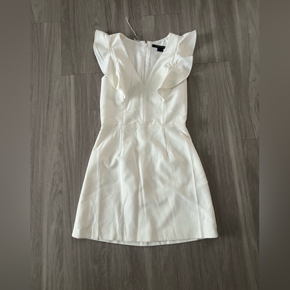 French Connection Cream Ruffle Mini Dress size 10 - Picture 1 of 3